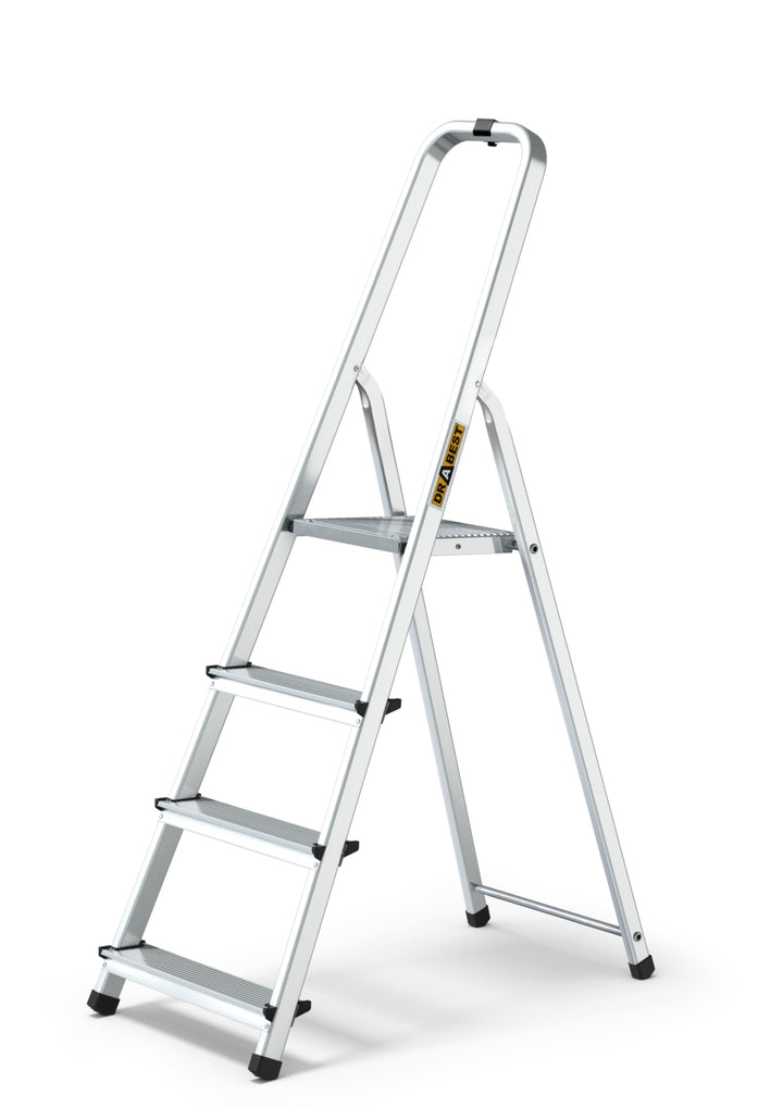 DRABEST Home Aluminiumleiter 4 Stufen 125 kg - Sicheres Arbeiten zu Hause und bei Renovierungen - Tr