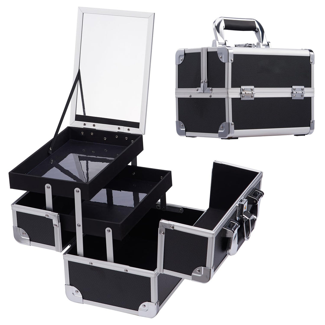Kosmetikkoffer Schminkkoffer Makeup Koffer Kosmetik Make up Organizer Koffer Multikoffer mit Schlüss