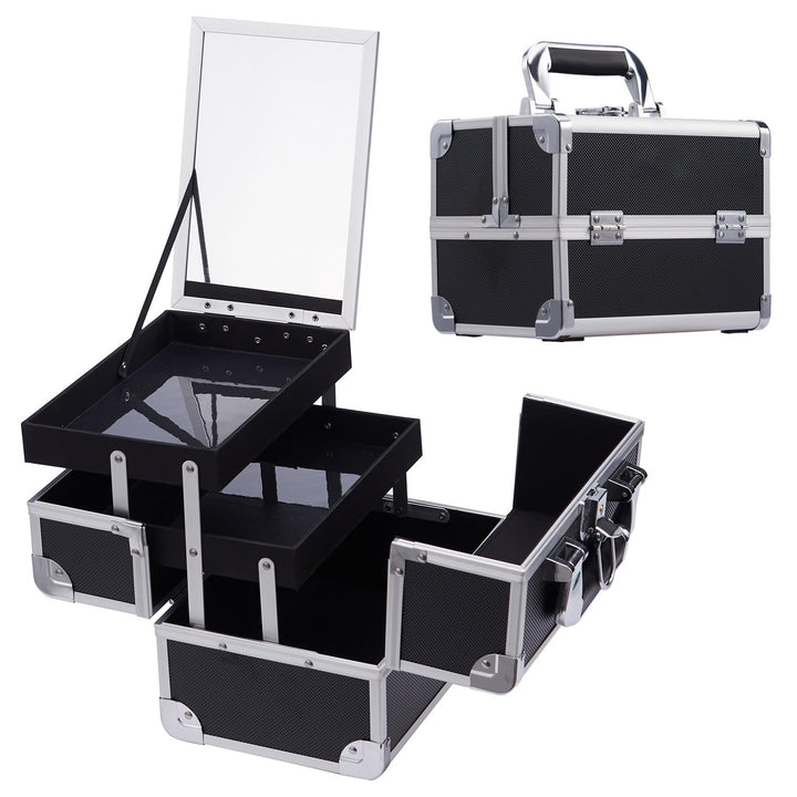 Kosmetikkoffer Schminkkoffer Makeup Koffer Kosmetik Make up Organizer Koffer Multikoffer mit Schlüss