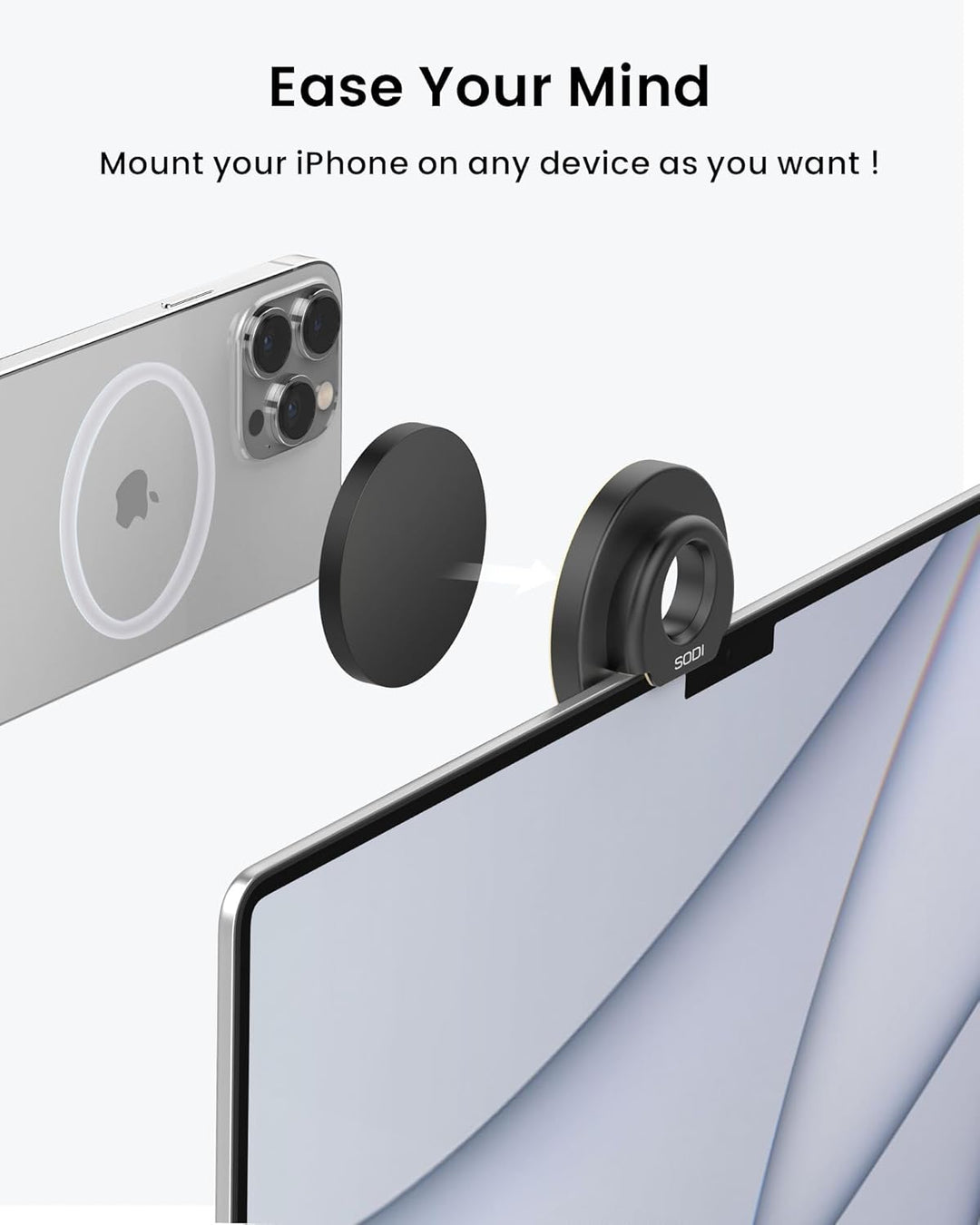SODI kompatibel mit MagSafe Einstellbare Monitor-Halterung mit Magnet-Handyhalterung, für Laptop, Ap