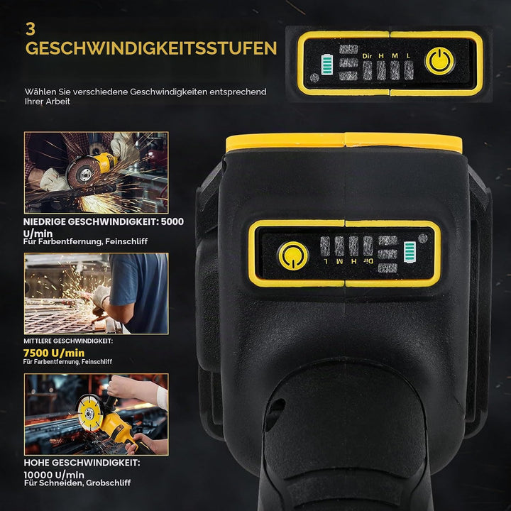 Akku-Winkelschleifer für Dewalt, 125 mm 10.000 U/min Trennwerkzeug elektrischer Schleifer bürstenlos