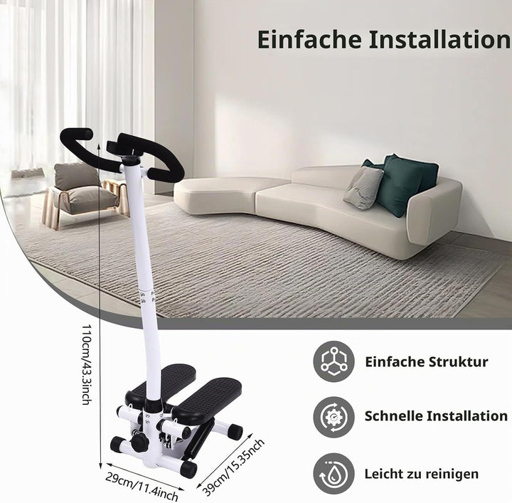 Fitness Stepper, HöHenverstellbar üBung Stepping Machine Mit Lenker,Zuhause Treppensteiger Fitnessge