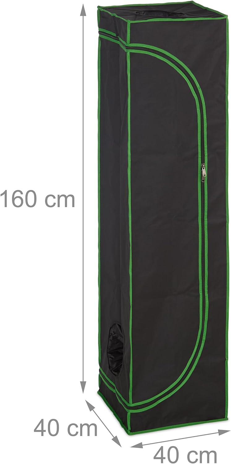 Relaxdays Growzelt, HxBxT: 160x40x40 cm, reflektierende Innenfolie, lichtundurchlässig, Indoor Zucht