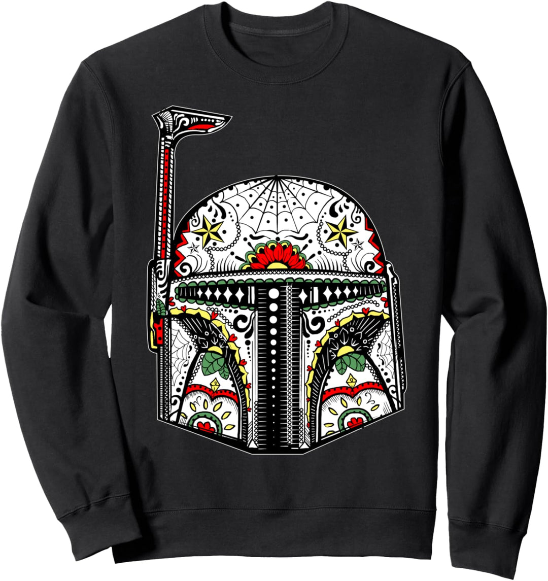 Star Wars Bobe Fett Henna Style Sugar Skull Makeover Sweatshirt