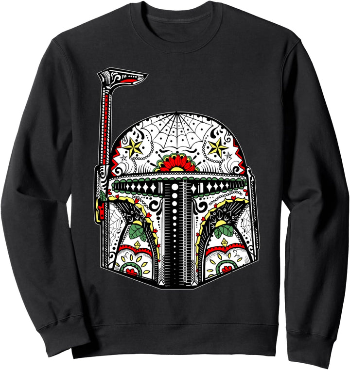 Star Wars Bobe Fett Henna Style Sugar Skull Makeover Sweatshirt