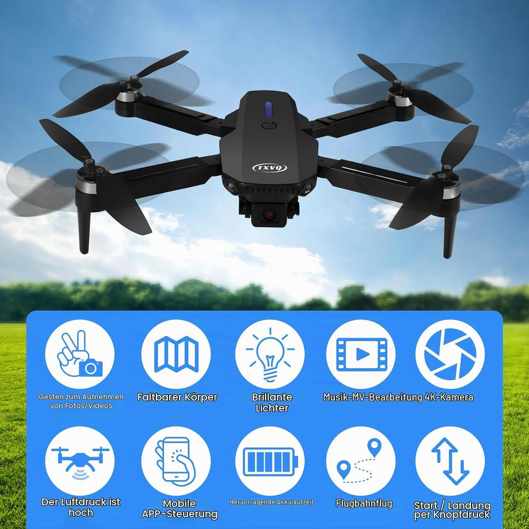 Drohne mit Kamera 1080P HD für Kinder, WiFi FPV Drone für Anfänger, RC Quadcopter mit 2 Akku, Schwer
