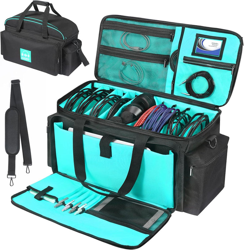 OUKNAK DJ Gig Bag, DJ Tasche DJ Kabel Datei Tasche DJ Gear Storage Organizer mit Abnehmbarer Gepolst