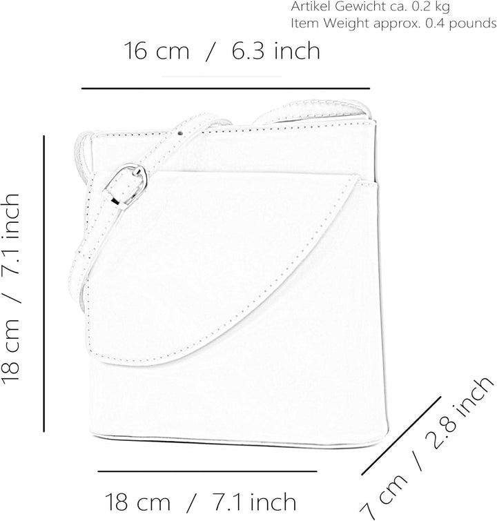 modamoda de - D17- ital Kleine Umhängetasche aus Leder Anthrazit, Anthrazit