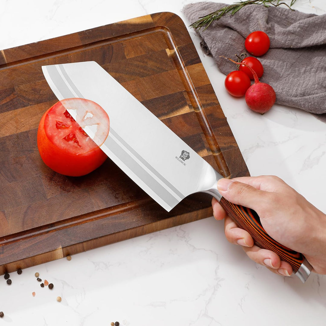 WILDMOK Nakiri Messer, professionelles asiatisches Hackmesser 20 cm - Deutsches Stahlfleischmesser m