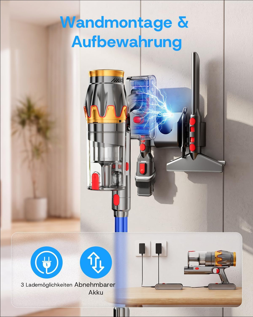 K10 Akku Staubsauger 650W/55KPa/80 Min mit Smart LED-Touchdisplay | Staubsauger Kabellos mit Auto-Mo