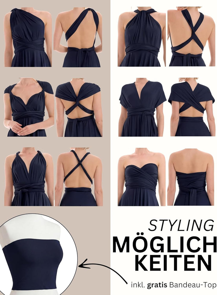 Juvell Brautjungfernkleider lang - Maxi-Kleid - Infinity-Abendkleid - Multiway-Wickelkleid - Abendkl