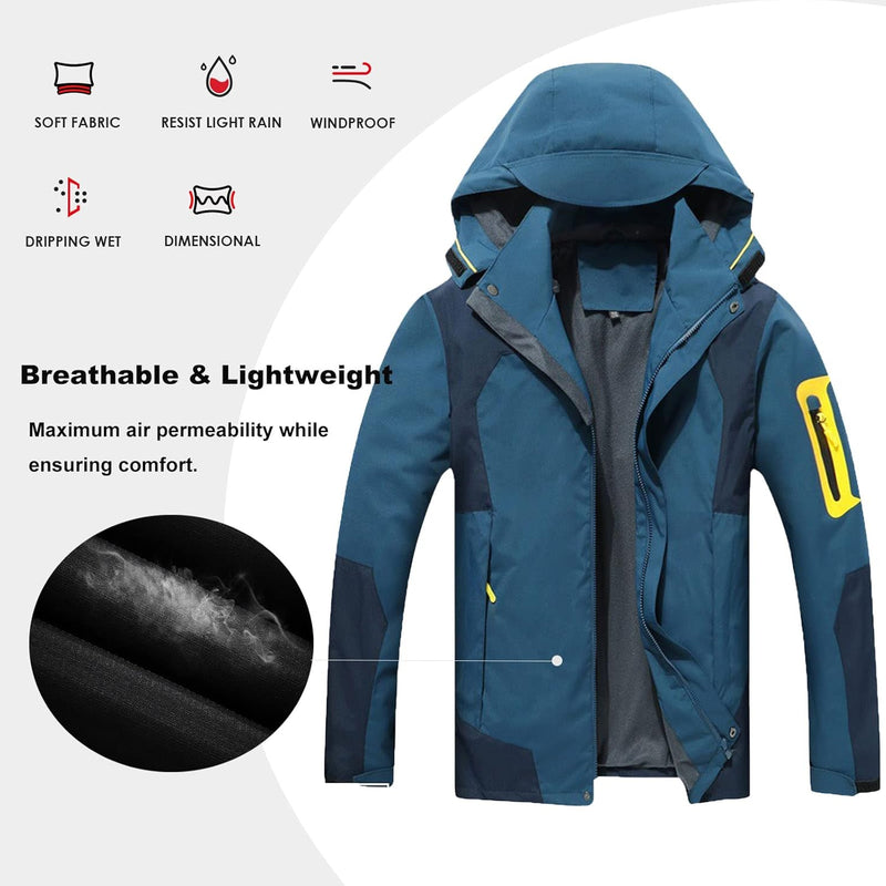 Übergangsjacke Softshelljacke Herren Outdoorjacke Winddicht Atmungsaktiv Funktionsjacke mit Abtrennb
