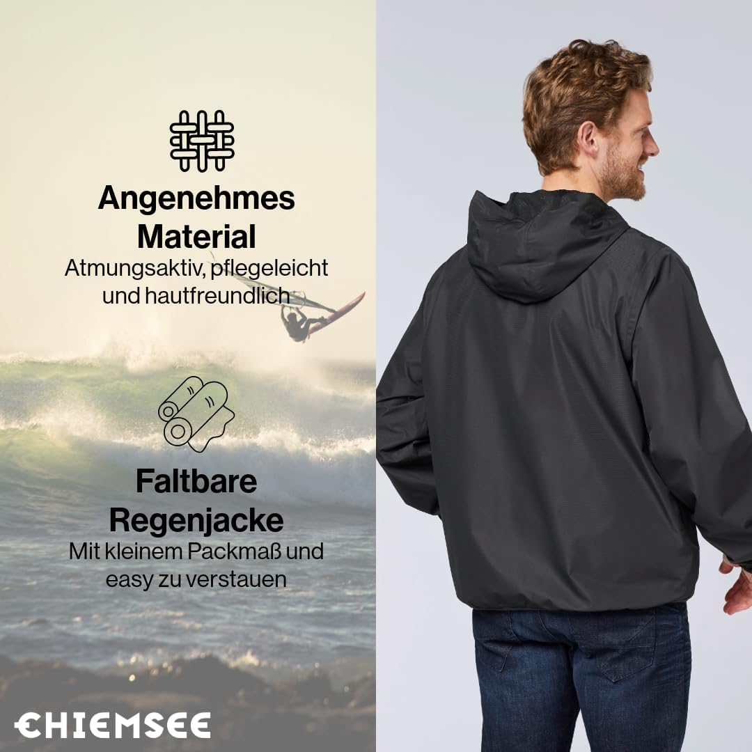 Chiemsee Regenjacke Herren I Funktionsjacke I Kapuze&amp;Seitentaschen I S-3XL XL 19-3911 Black Beauty,