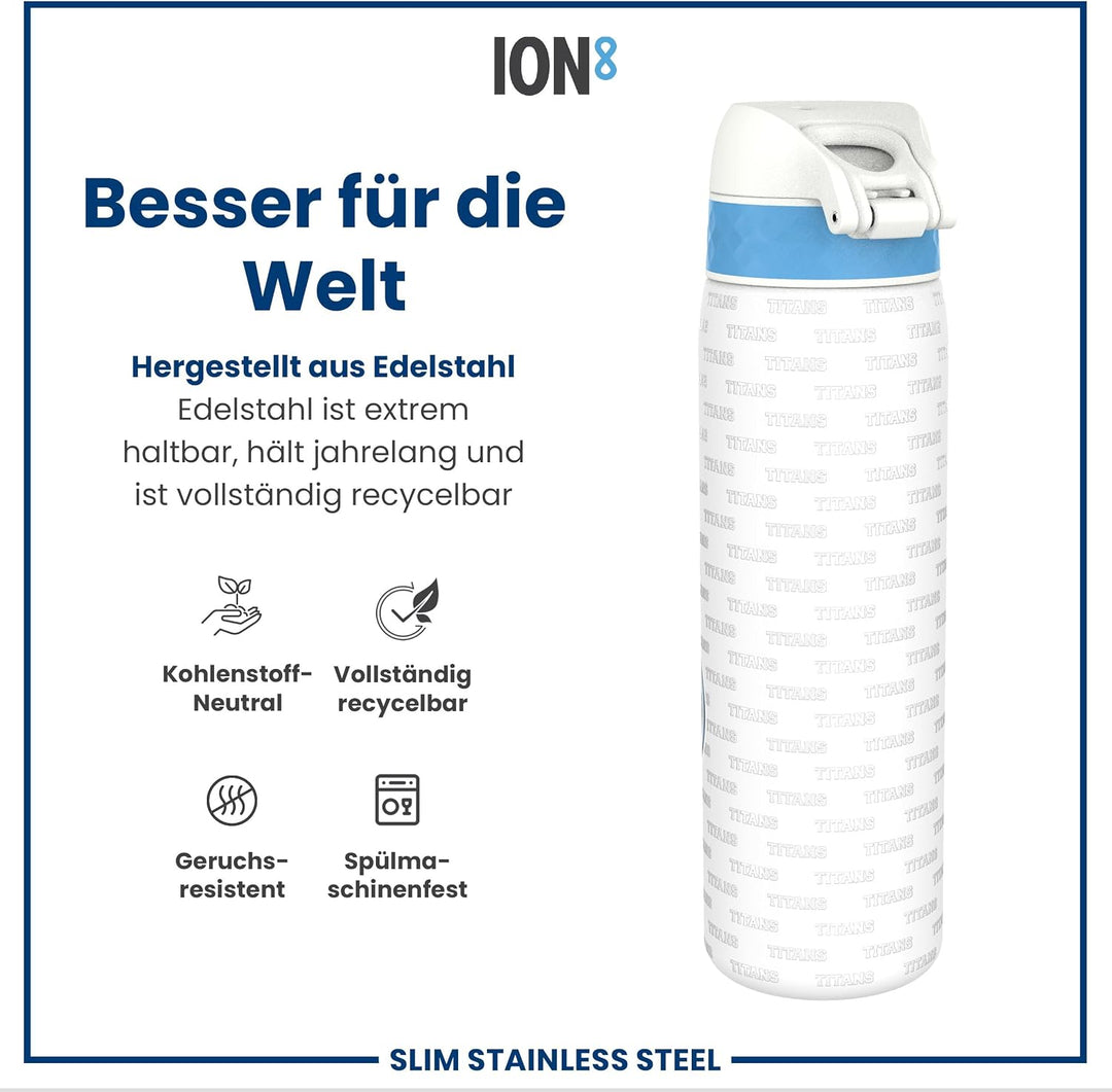ion8 NFL Edelstahl-Trinkflasche, Auslaufsicher, Einhandöffnung, Sichere Verriegelung, Spülmaschinenf