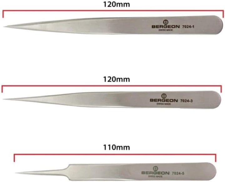 BERGEON Kornzange 7024-3, 110 mm lang, antimagnetisch, für Präzisionsarbeiten