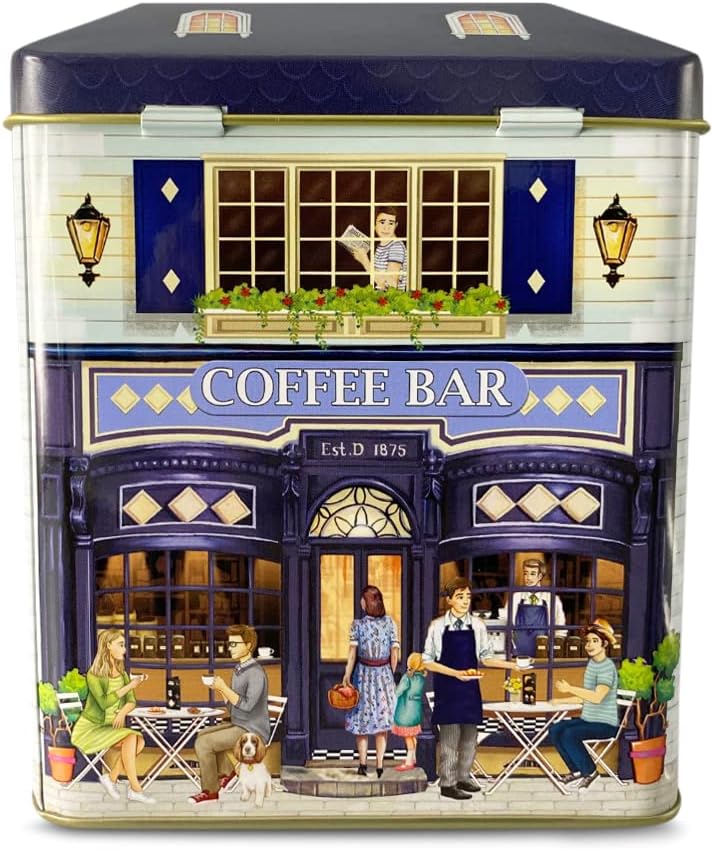 Blechdose in Form eines Stadthaus mit Vordach "Sweet Shop" ca.12 x 7,5 x 15 cm, Volumen 1000 ml, Swe