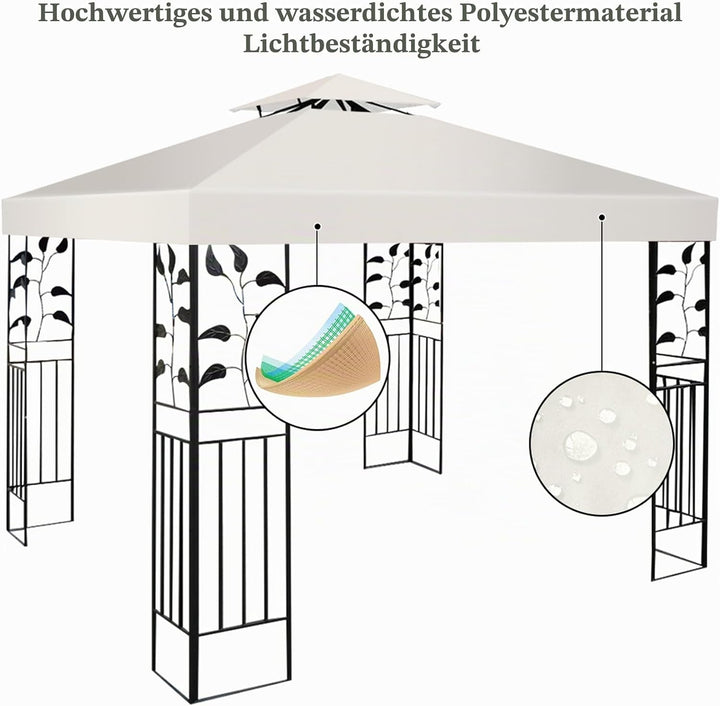 KOMFOTTEU 3 x 3 M Pavilliondach, Ersatzdach für Pavillion, Dachplane für Garten Balkon Strand, wasse