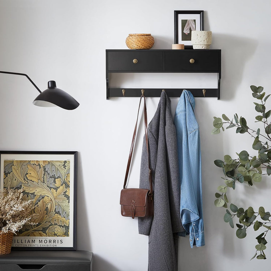 SoBuy FRG178-SCH Wandschrank Wandgarderobe Wandregal Garderobenleiste Hängeregal mit 2 Schubladen un