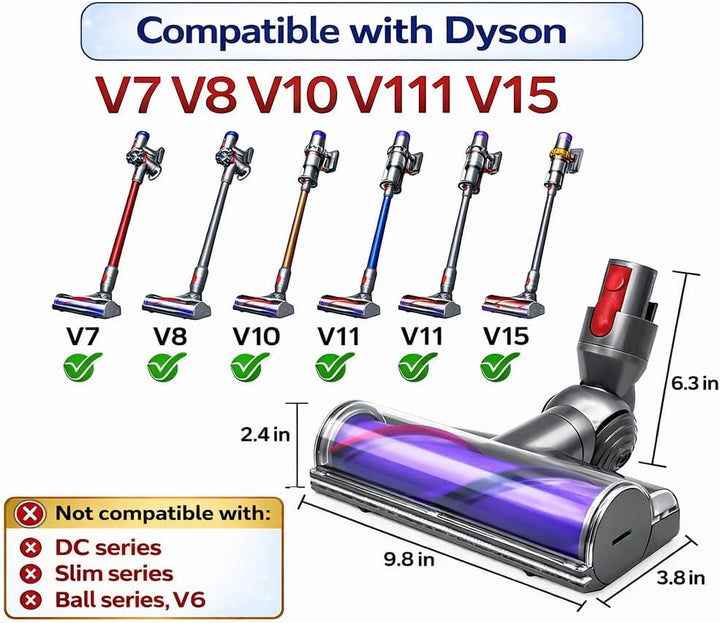 Bürste Kompatibel mit Dyson V7 V8 V10 V11 V15 SV10 SV11 SV12 SV14 Staubsauger, Ersatzteil Direktantr