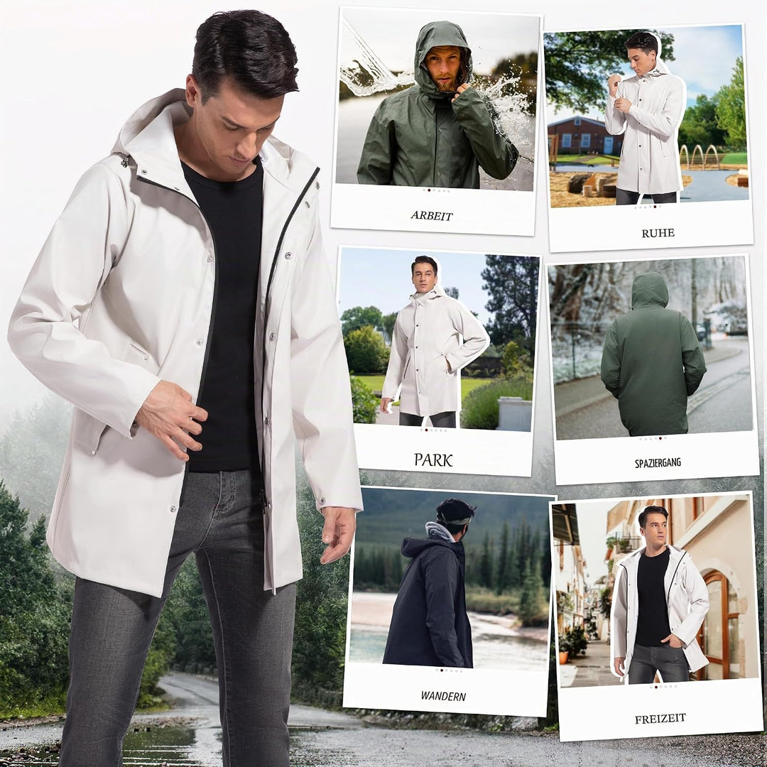 UNIQUEBELLA Regenjacke Herren Wasserdichter, Regenmantel mit Kapuze für Männer Atmungsaktiv Windbrea