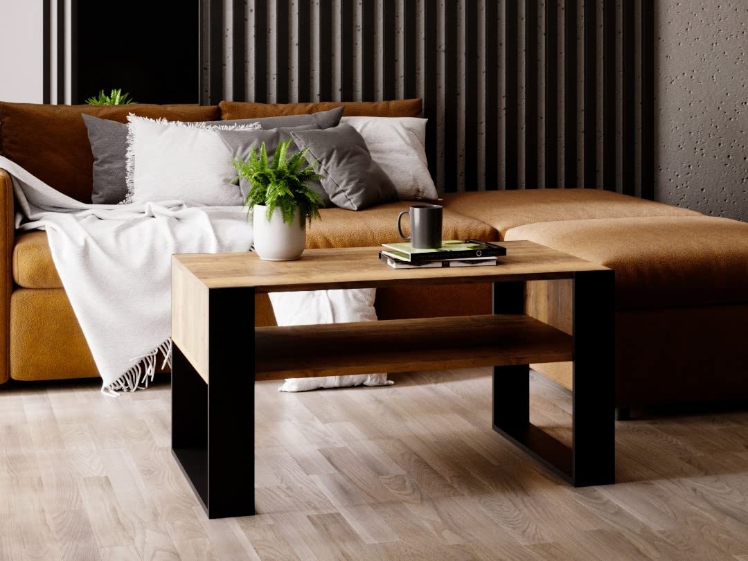 MRBLS Couchtisch – modernes rustikales Design – Wohnzimmer-Tisch Beistelltisch Kaffeetisch Sofatisch