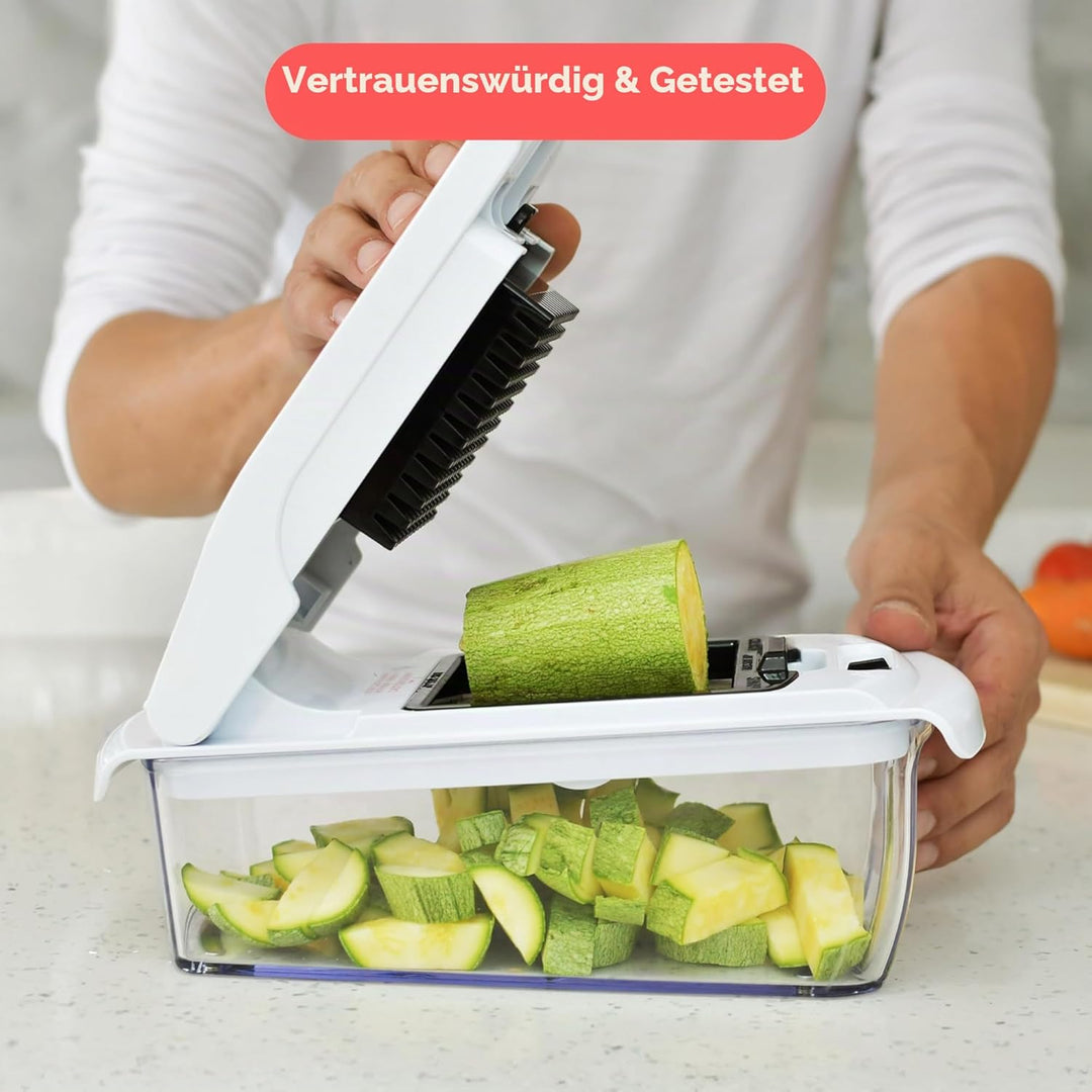 Fullstar Gemüseschneider und Mandoline Gemüsehobel - Julienne- und Würfelschneider für Gurken Zwiebe