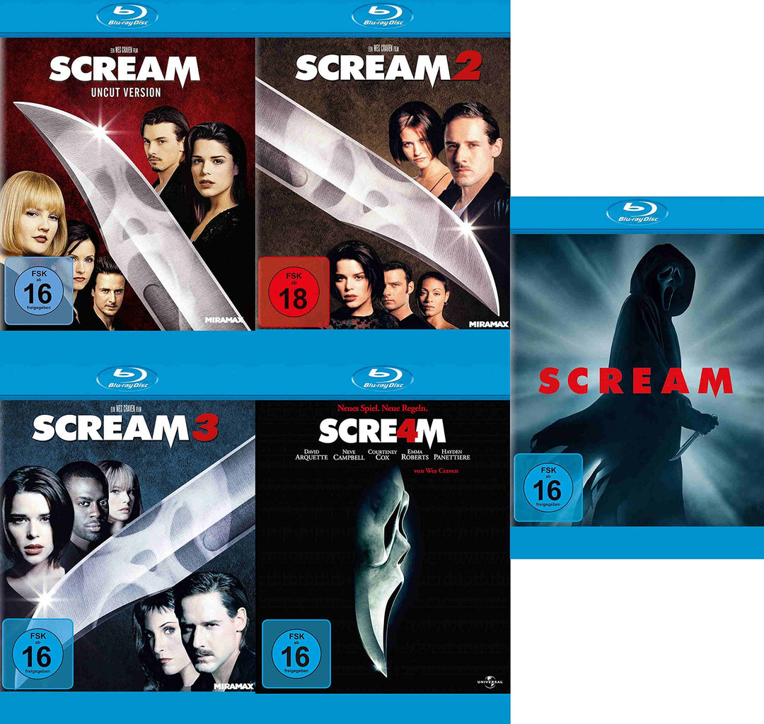 Scream - Teil 1-5 inkl. Scream 2022 (Uncut) (5 Blu-ray), Blu-ray