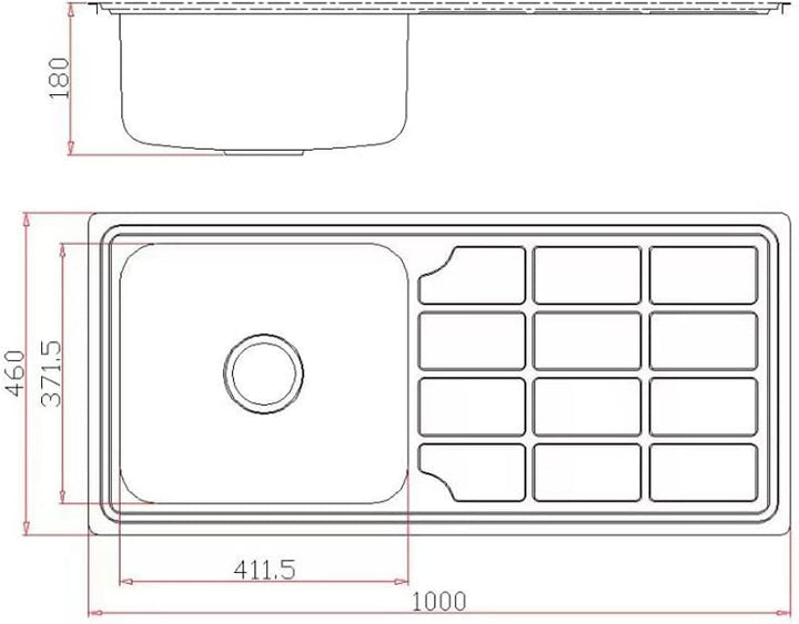 Omeere 100Lx46B,gross, Einbauspüle Edelstahl 304 Materialdicke 0,8 mm, Spülbecken Spüle Küchenspüle