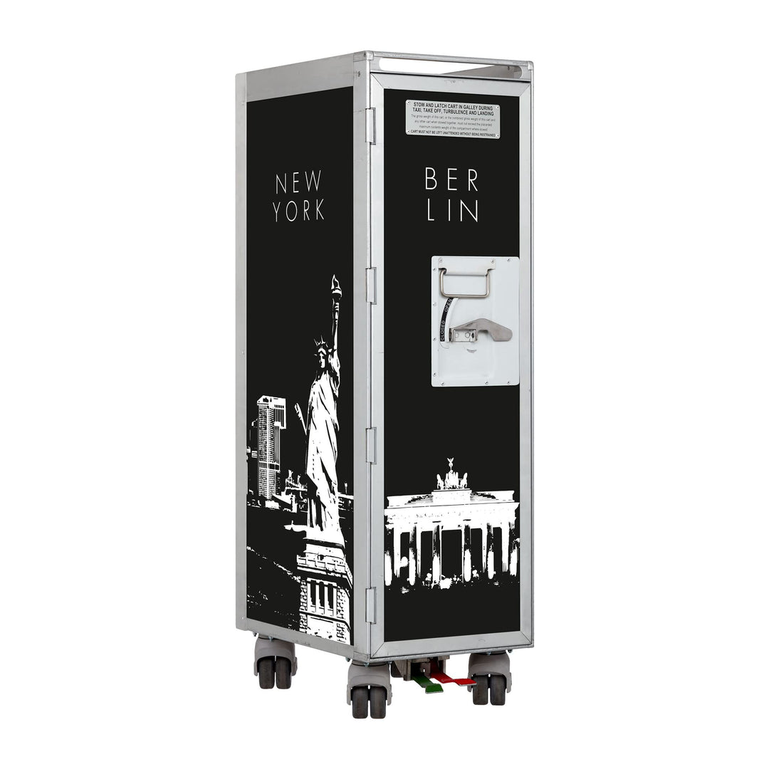 VanDeBord Flugzeugtrolley 4Destinations Schwarz, Gebrauchtes Original aus der Luftfahrt - ausgemuste