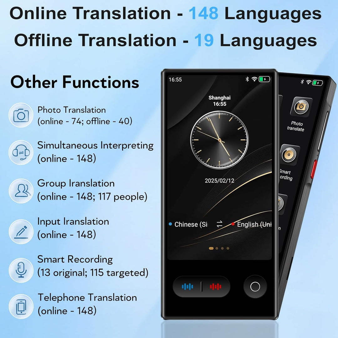 Sprachübersetzer Ohne Internet, Sprachübersetzer Translator Übersetzer mit 148 Sprachen, Ki Übersetz