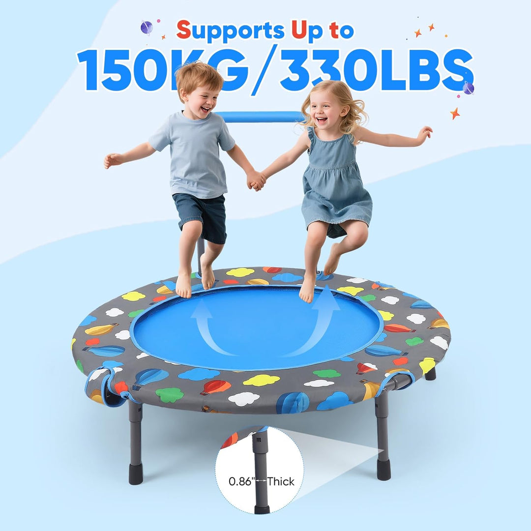 Trampolin für Kinder, 3-in-1-Falttrampolin, Kleinkindtrampolin für drinnen und draussen mit Lenker,