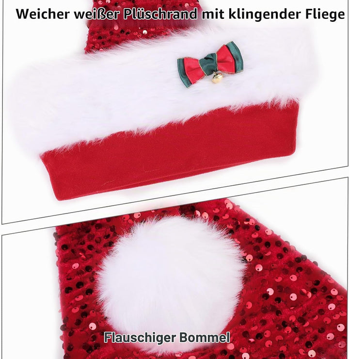 CITÉTOILE Weihnachtsmütze für Erwachsene, Deluxe Velours Nikolausmütze mit Soft Liner, Plüschkrempe