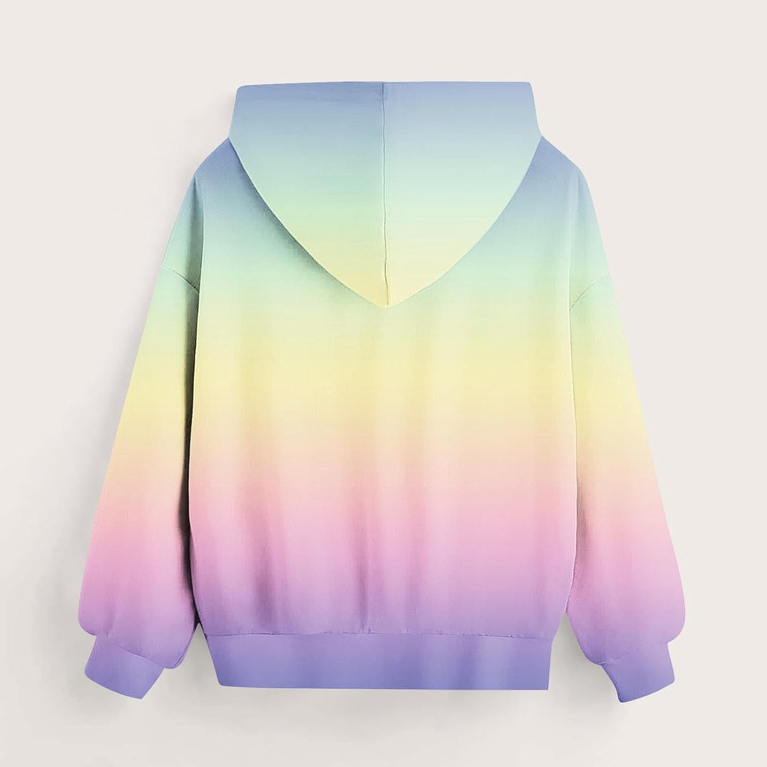 Hoodie Mädchen Oversize Kapuzenpullover Farbverlauf Mode Sweatshirt Casual Pullover mit Kapuze Tasch