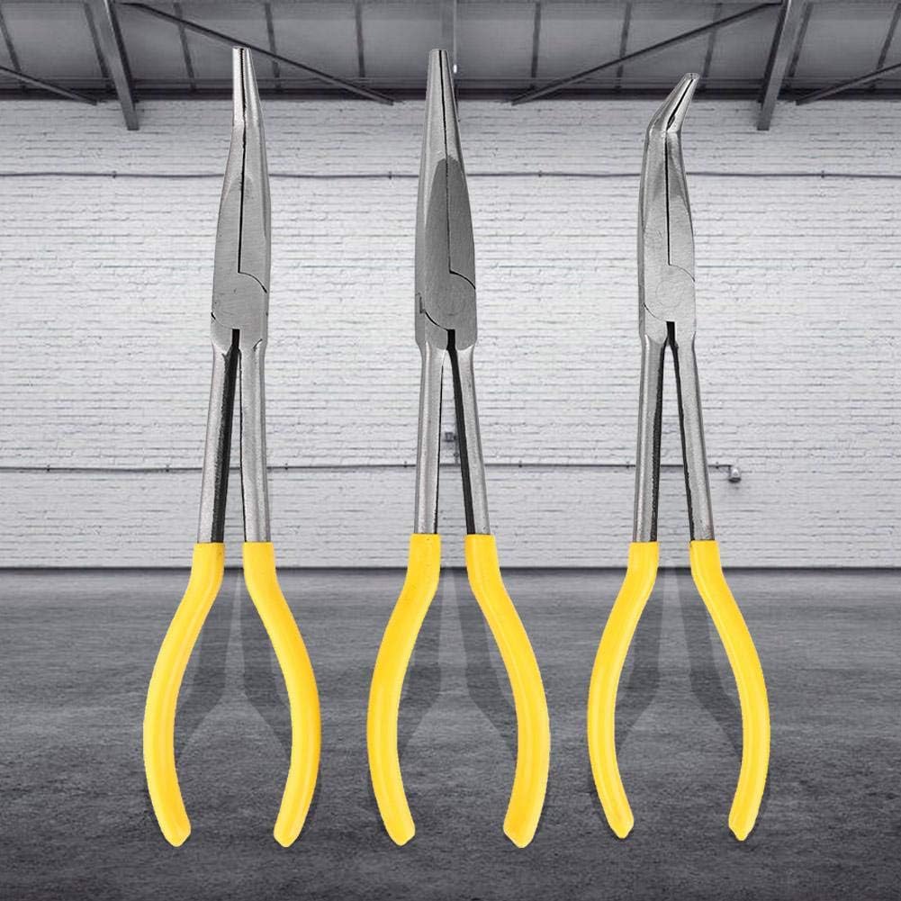 3pcs lange Spitzzange Kohlenstoffstahl, Zangen, Clip-Werkzeuge Spitzzange Extra lange Zangen mit geb