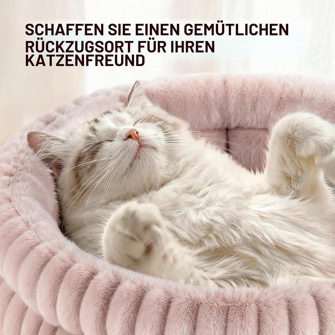 EDMIENS Katzenbett, Waschbar Indoor Katzenbett Flauschig, Rund Katzenkissen, zweiseitig Innenkissen