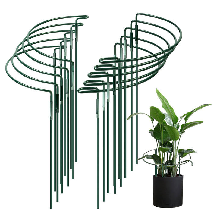 10 Stück Pflanzenstützen, 35X20cm Metall Halbrund Pflanze Stützpfähle, Befestigbare Garten Blumenstü
