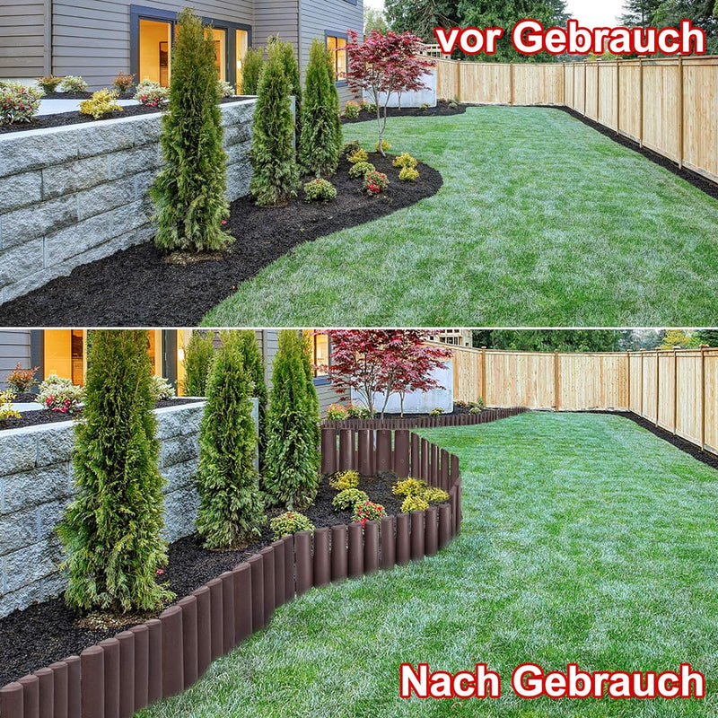 NAIZY Rasenkante Kunststoff Beeteinfassung Gartenpalisade mit Holz Optik Beetumrandung Rasenkante Ra