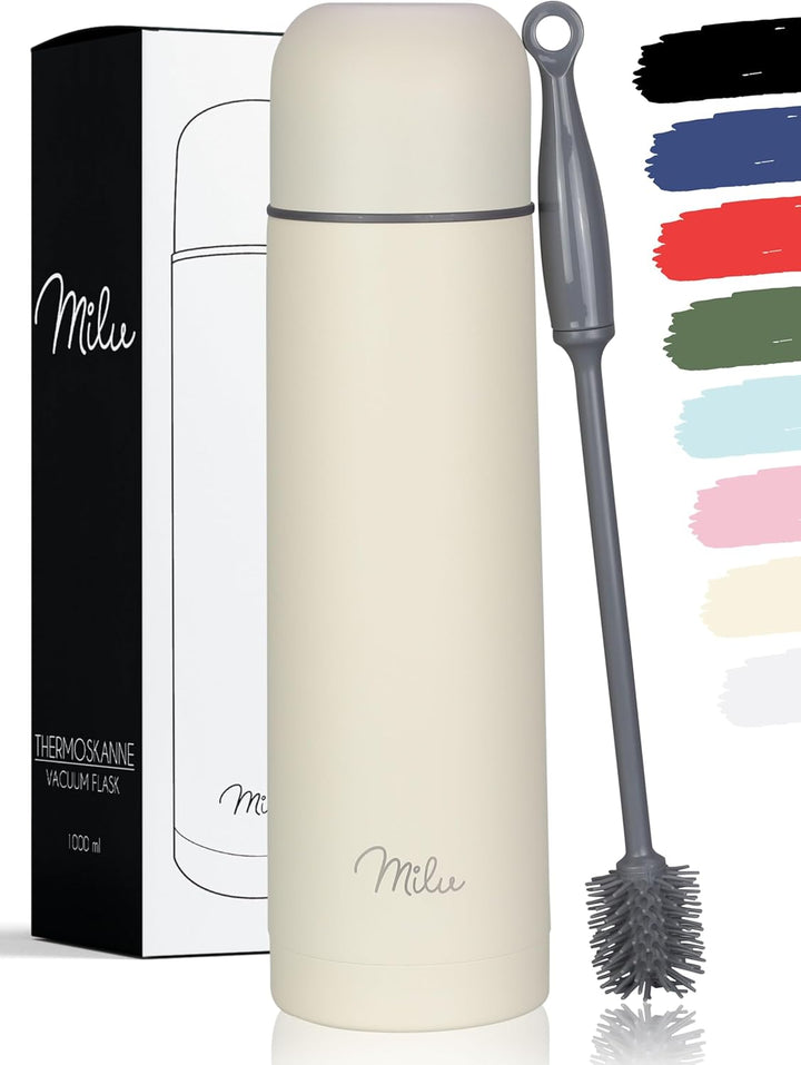 Milu Thermosflasche Thermoskanne Isolierflasche 1L, 750ml, 500ml - Isolierte Edelstahl Trinkflasche,