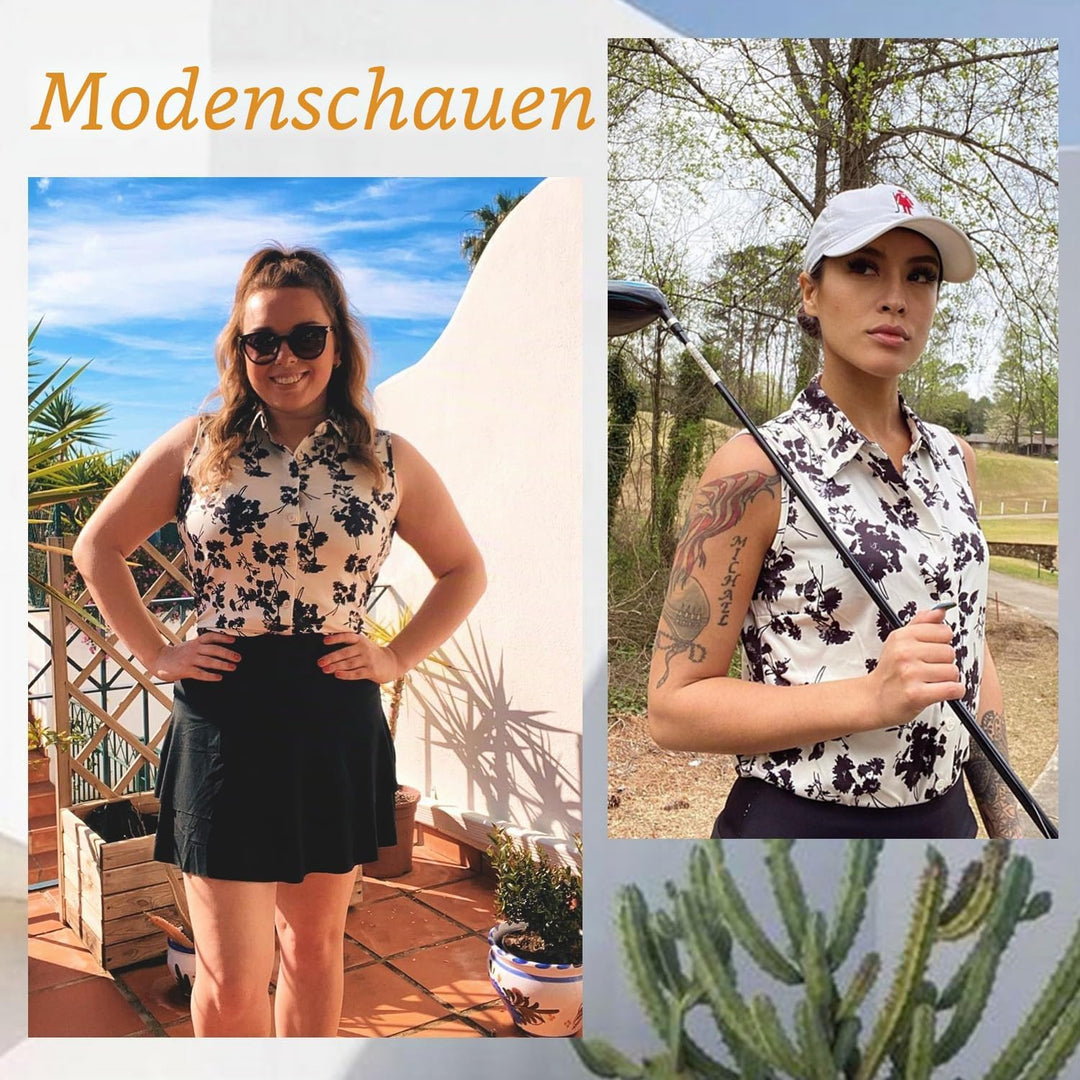 Soneven Bluse Damen Elegant Sport Tank Top mit Kragen Damen Ärmellos Poloshirt Golf Polo Sommer Ober