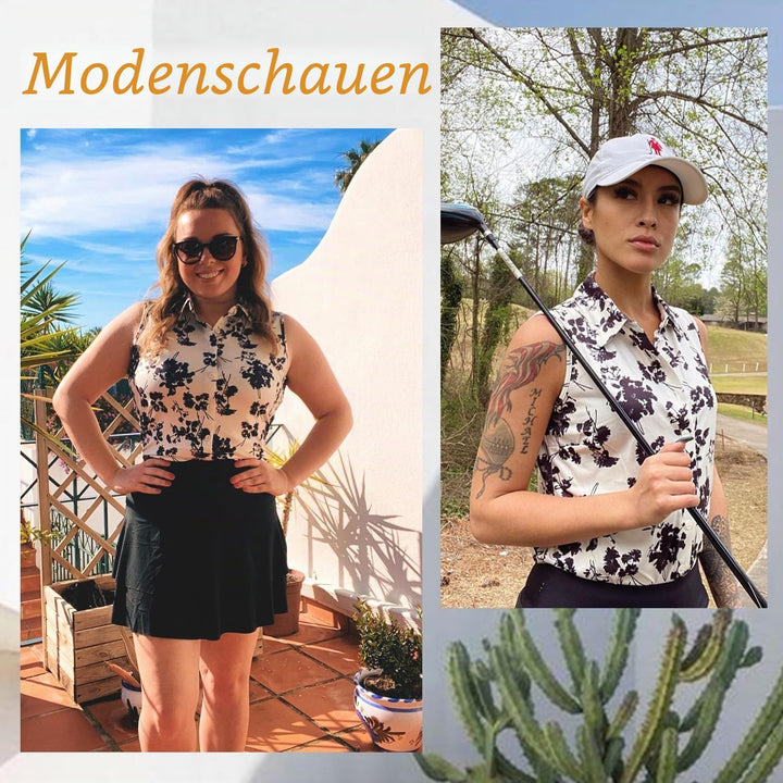 Soneven Bluse Damen Elegant Sport Tank Top mit Kragen Damen Ärmellos Poloshirt Golf Polo Sommer Ober