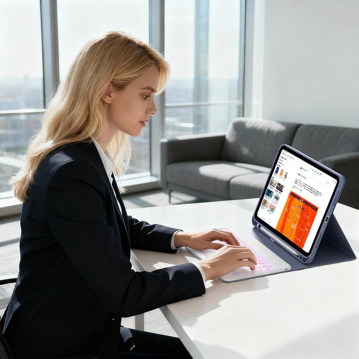 ZOPSGYU Hülle mit Tastatur für iPad A16 11. /10. Generation (2025/2022, 11/10,9 Zoll), Farben Beleuc