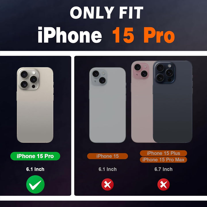 SHIELDON Hülle für iPhone 15 Pro 5G, Handyhülle [Echtleder] [Kartenfach] [Magnet] [Standfunktion] [R