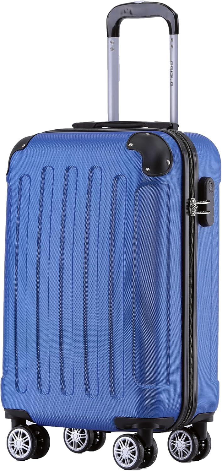 BEIBYE Hartschalen-Koffer Trolley Rollkoffer Reisekoffer Handgepäck 4 Rollen (M-L-XL-Set) (Blau, M)