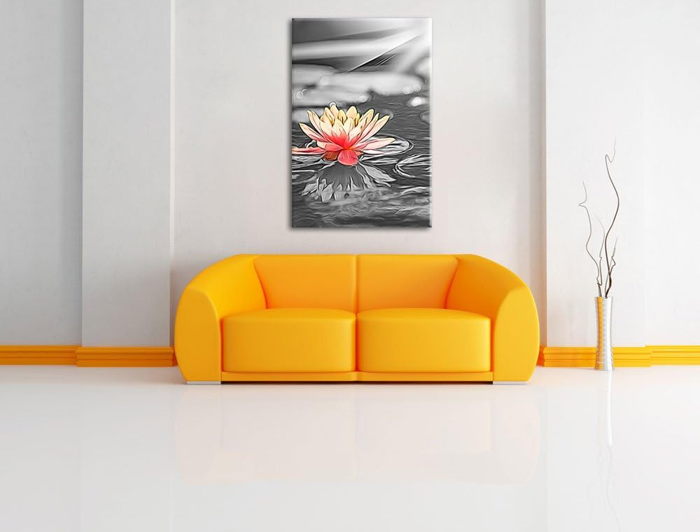 Romantische weisse Seerose, Bild auf Leinwand, XXL riesige Bilder fertig gerahmt mit Keilrahmen, Kun