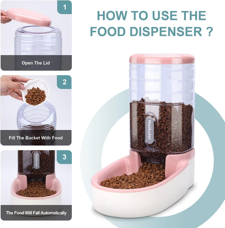Automatischer Futterspender 3.8L mit Schaufel,Wasserspender 3.8L Feeder Futterautomat Trockenfutter