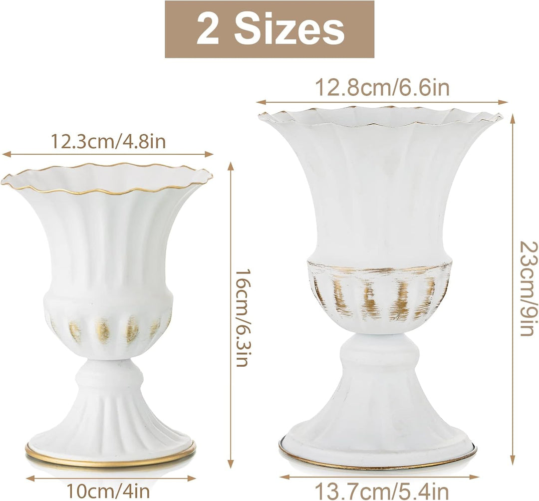 Sziqiqi 10 Stück Weiss Hochzeit Vase - Klein Metall Blumenvase Deko Shabby Chic Urne Pflanzer Blumen