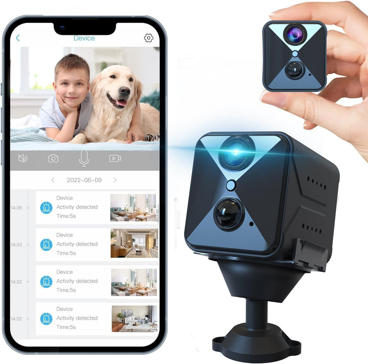 javiscam Mini Kamera, Kamera Überwachung Innen, Überwachungskamera Live Übertragung Handy APP, 100 T