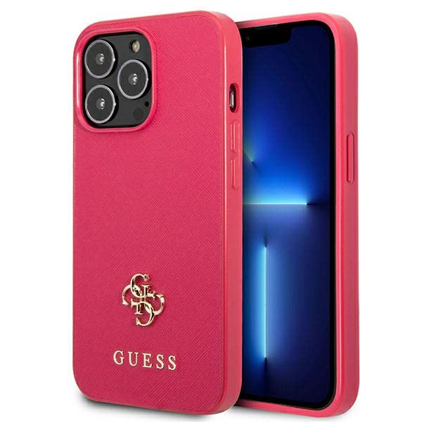 Guess GUHCP13LPS4MF Hülle für iPhone 13 Pro / 13 6,1" rosa/pink hardcase Saffiano 4G Small Metal Log