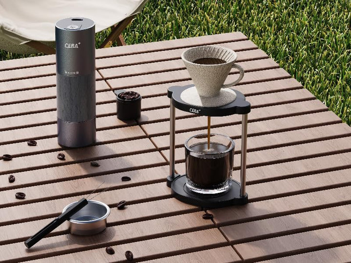 CERA+ Kaffeeständer mit schwerer Basis,tragbar für Espresso&Pour Over,Rutschfester klappbarer Drippe