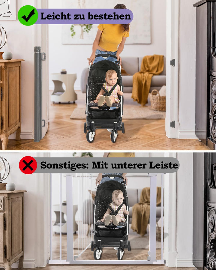 Treppenschutzgitter für Babys, 86 cm hoch, ausziehbar bis 180 cm breit, Kinderschutzgitter für Türen